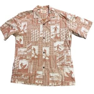 Royal Hawaiian Creations Men's Aloha Surfing Print Tropical Summer Shirt Size L